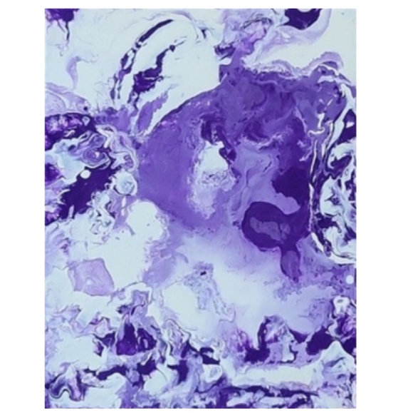 Hand Crafted Purple and White Abstract Design 11x14 Inches Canvas Painting - Picture 1 of 4